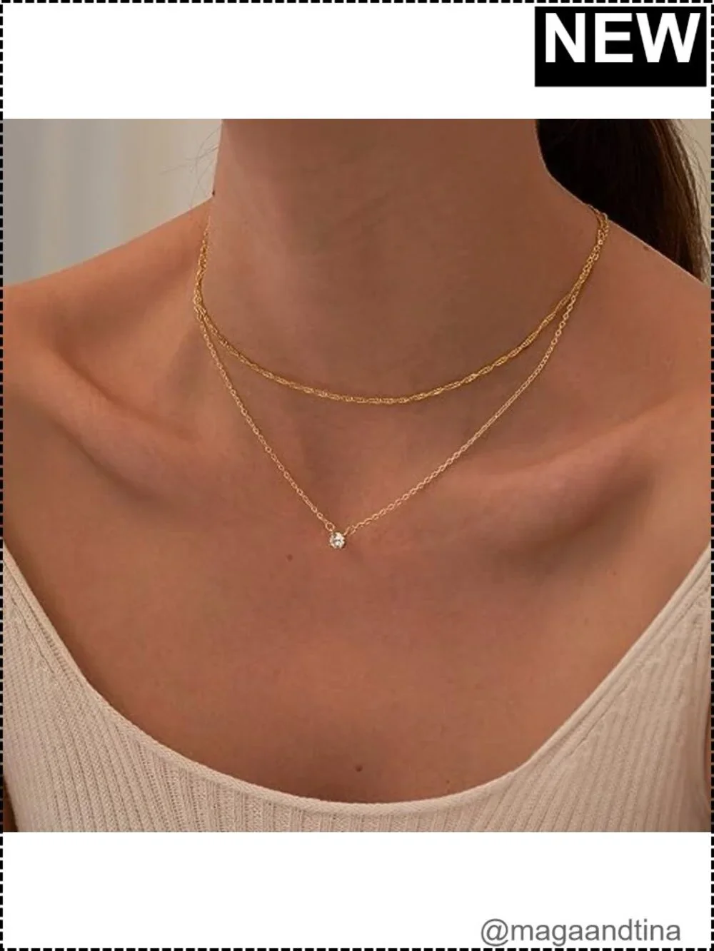 Dainty Cubic Zirconia Pendant Necklace, 14k Gold Plated, Hypoallergenic CZ